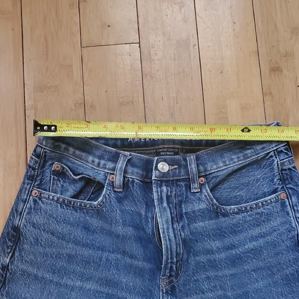 American Eagle Outfitters 4short Low Rise Baggy Straight Relaxed Fit Blue Jeans - Picture 5 of 10